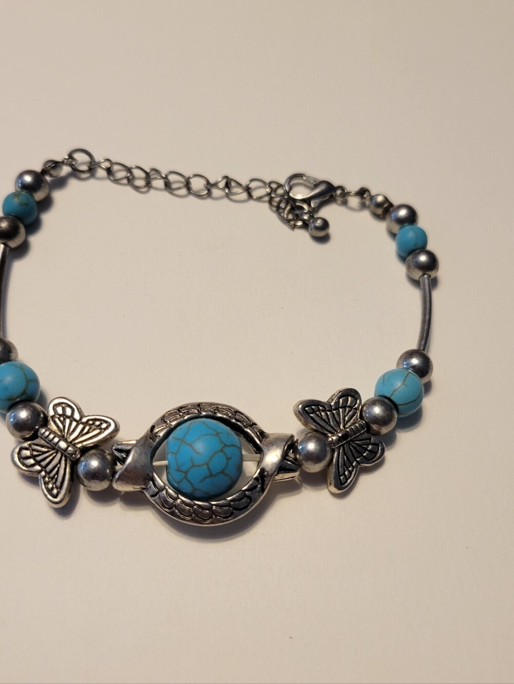 Turquoise Butterfly Silver Bracelet - Brand